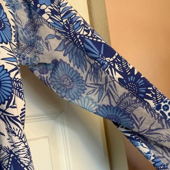 IBKUL Bamboo Gardens Blue and White Quarter Zip size S - Picture 12 of 13